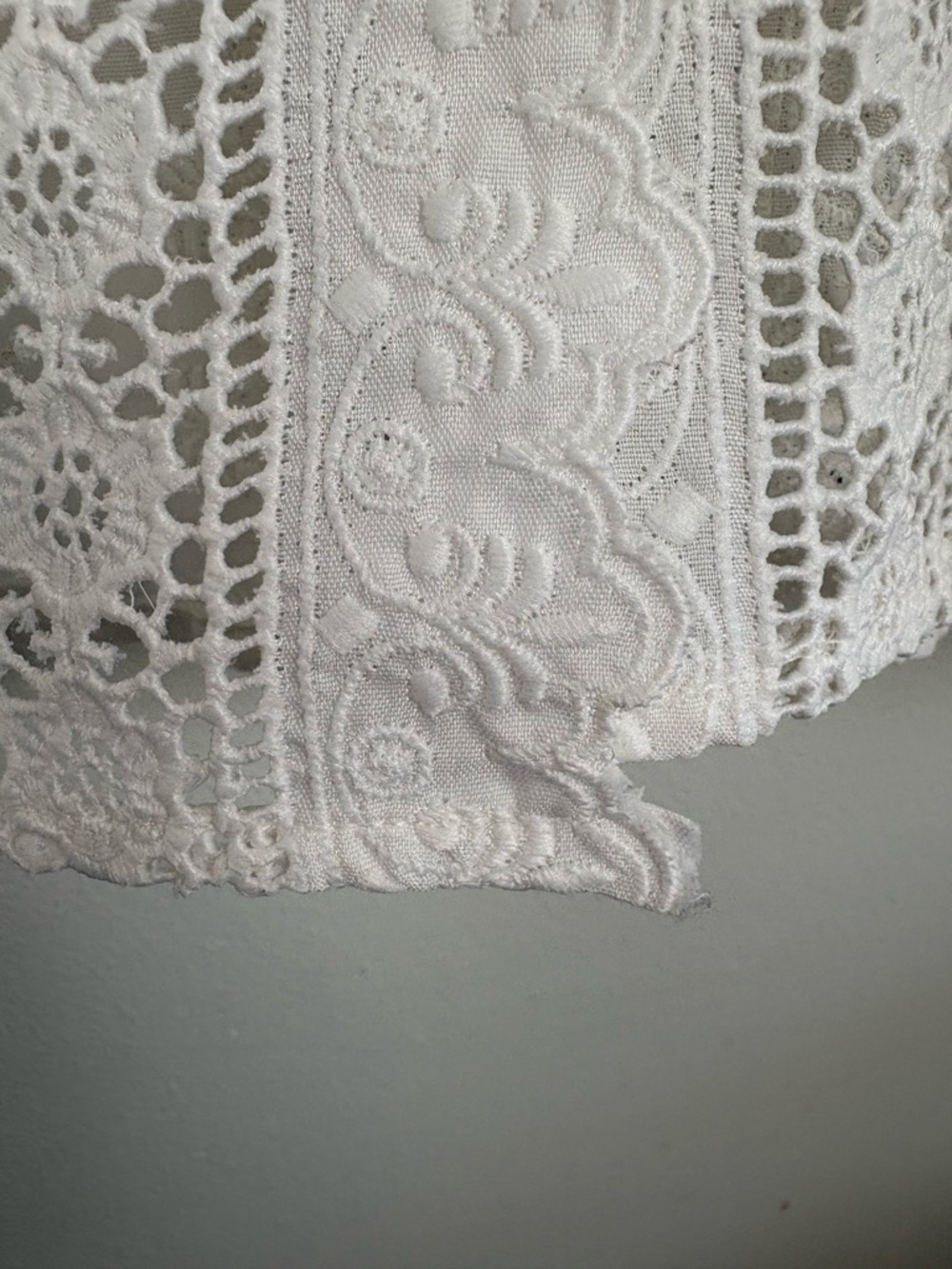 Vintage Plus Size White Lace Trim Button-Up Blouse lightweight boho Cottagecore - Picture 6 of 14